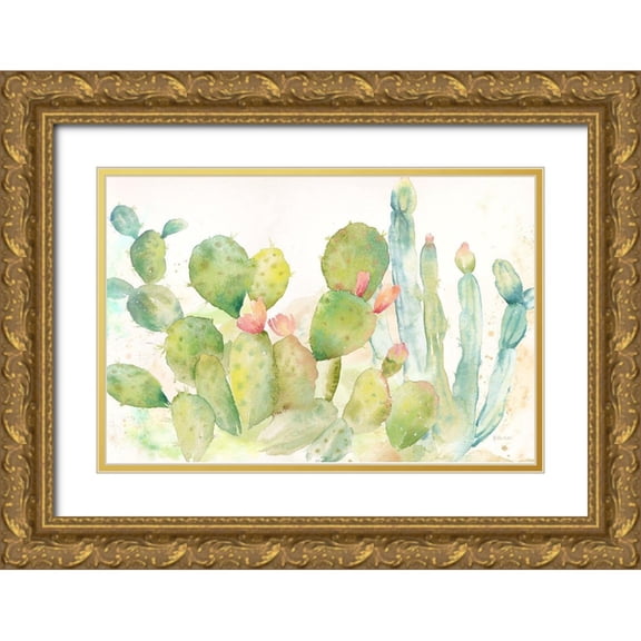Coulter, Cynthia 32x23 Gold Ornate Wood Framed with Double Matting Museum Art Print Titled - Cactus Garden Landscape