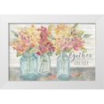 thumbnail image 1 of Coulter, Cynthia 32x23 White Modern Wood Framed Museum Art Print Titled - Farmhouse Hydrandeas in Mason Jars Spice -Gather, 1 of 4