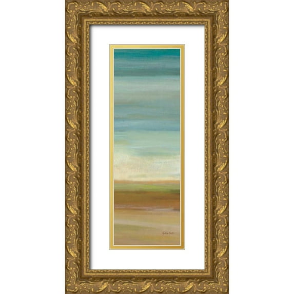 Coulter, Cynthia 7x14 Gold Ornate Wood Framed with Double Matting Museum Art Print Titled - Turquoise Horizons Panel I