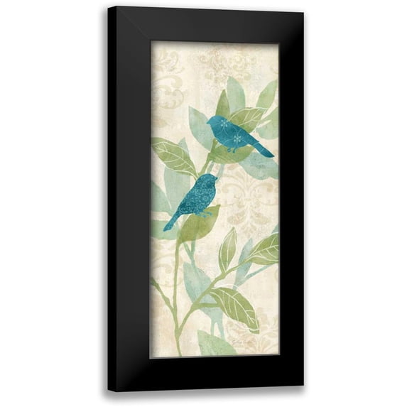 Coulter, Cynthia 8x14 Black Modern Framed Museum Art Print Titled - Love Bird Patterns Turquoise Panel I