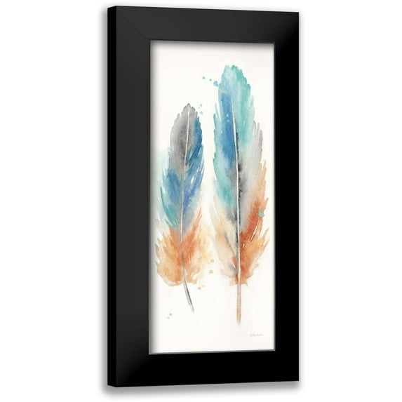 Coulter, Cynthia 8x14 Black Modern Framed Museum Art Print Titled - Watercolor Feathers Panel I