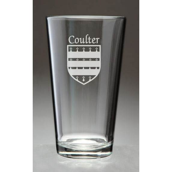 Coulter Irish Coat of Arms Pint Glasses - Set of 4 (Sand Etched)