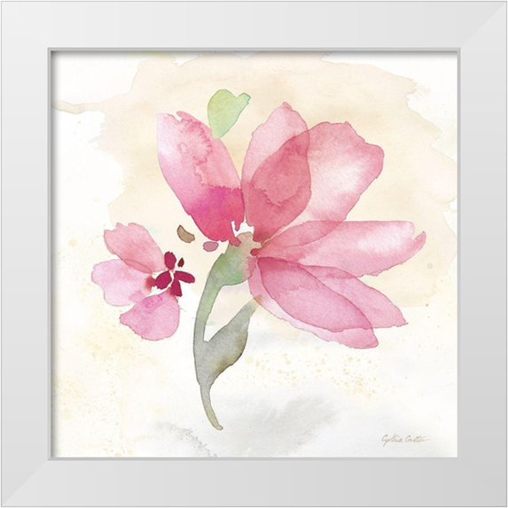CoulterCynthia 20x20 White Modern Wood Framed Museum Art Print Titled - Poppy Single Pink
