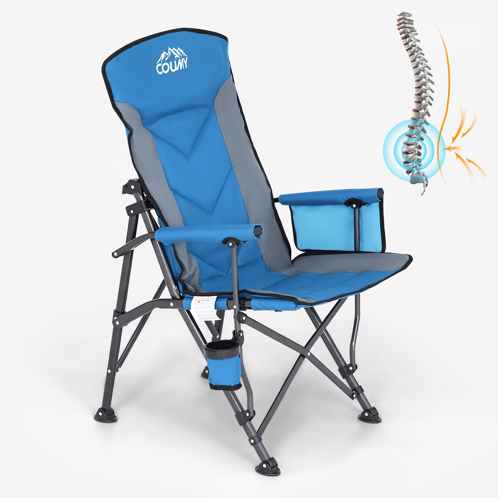 Coumy Oversized Portable Camping Chair, Folding Adjustable Lumbar