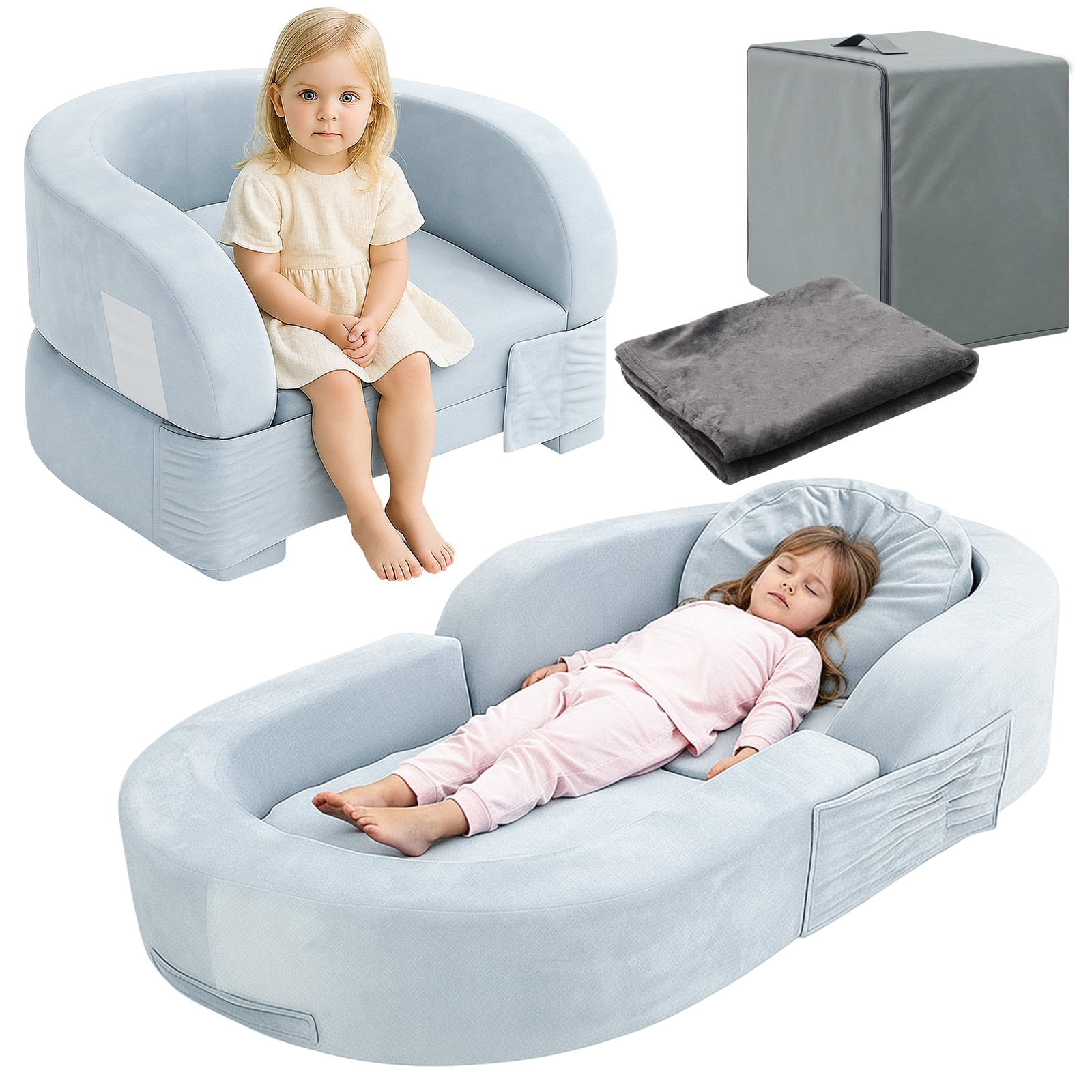 Tiddler Cover Coumy Toddler Travel Bed 2-in-1 Kids Sofa Chair with Removable Cover ...