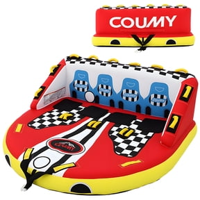 Coumy Towable Tubes for Boating, 3-4 Riders Boat Tube for Tubing, Tubes for Boats, Inflatable Pull Boats, Water Tube, Full Nylon Cover, Towable Rider Deck for Water Sports, Boating, Waterskiing