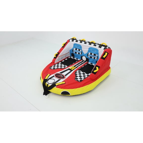 Coumy Towable Tubes for Boating, 1-2 Riders Boat Tube for Tubing, Tubes for Boats, Inflatable Pull Boats, Water Tube, Full Nylon Cover, Towable Rider Deck for Water Sports, Boating, Waterskiing