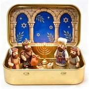 Council by Candlelight - Hanukkah Menorah Diorama in Golden Keepsake Tin,A Miniature Scene, A Timeless Tradition, Bringing the Warmth of Hanukkah to Your Space, Jewish Holiday Decor and Gift