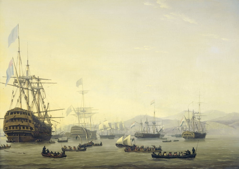 Council Of War On Board The Queen Charlotte Canvas Art - (24 x 18)