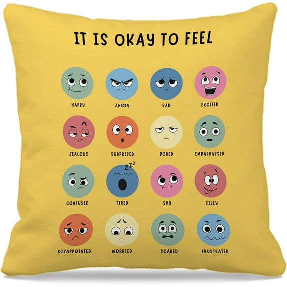 Counseling Office Must Haves Yellow Pillow Cover, Calming Corner, Mental Health Pillowcase Decor for Home Kids,Mental Health Counselor Gifts, Calming Corner Items Kids Pillow Covers 18x18