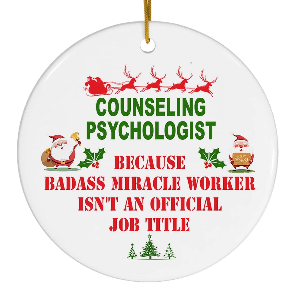 Psychologist Card Counseling Psychologist Christmas Ornament, Miracle Worker Job Title ...