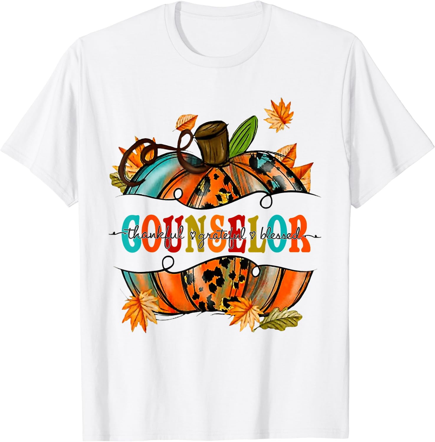 Counselor Graphic Pumpkin Autumn Halloween Back To School TShirt White
