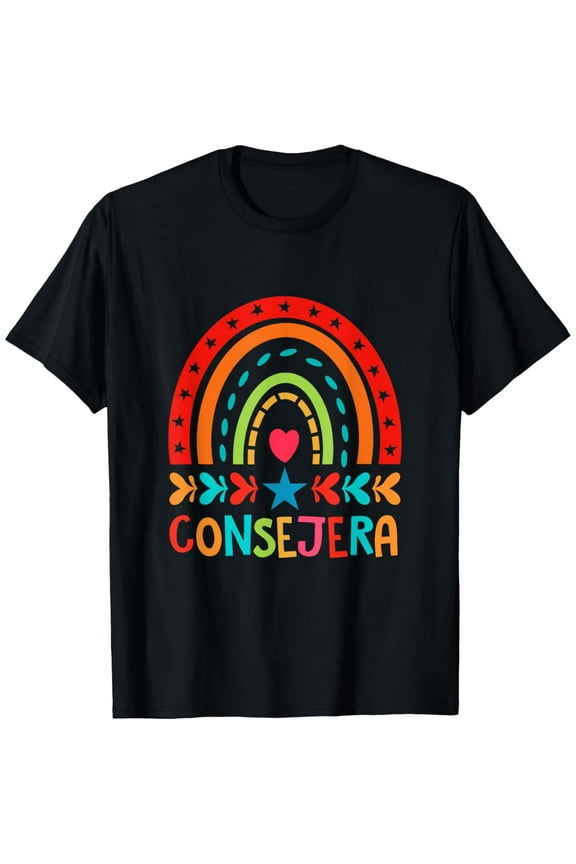 Counselor T-ShirtConsejera Rainbow Spanish Counselor Latina School100% cotton short-sleeved shirt for both men and women