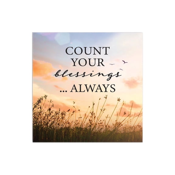 Count Blessings Always Orange Sunlit Sky 12 x 12 Wood Wall Sign Plaque