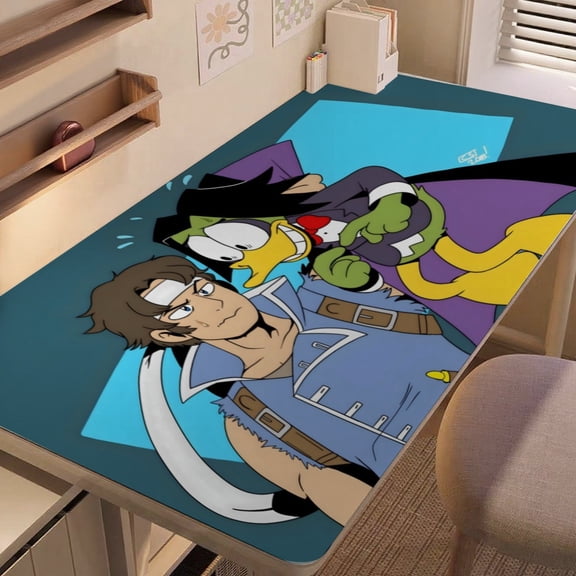Count Duckula-themed extra-large Non-Slip Base leather Desk Table mat—versatile for computer desks, dining tables, and more.12"x24"(30X60cm）