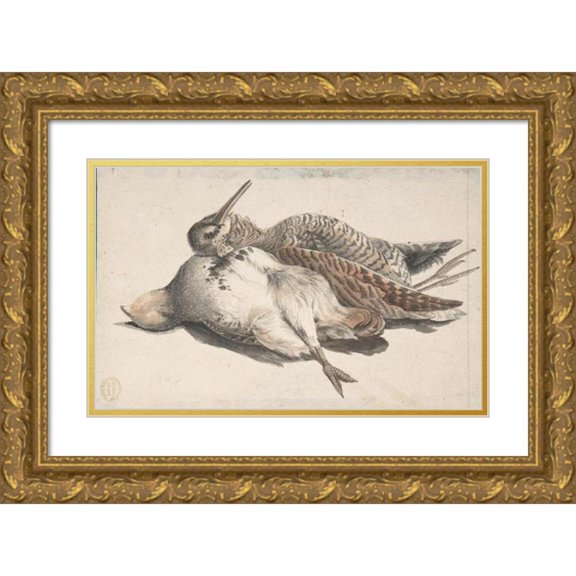 Count Giorgio Durante 18x13 Gold Ornate Wood Frame and Double Matted Museum Art Print Titled - Dead Birds (1685-1755)