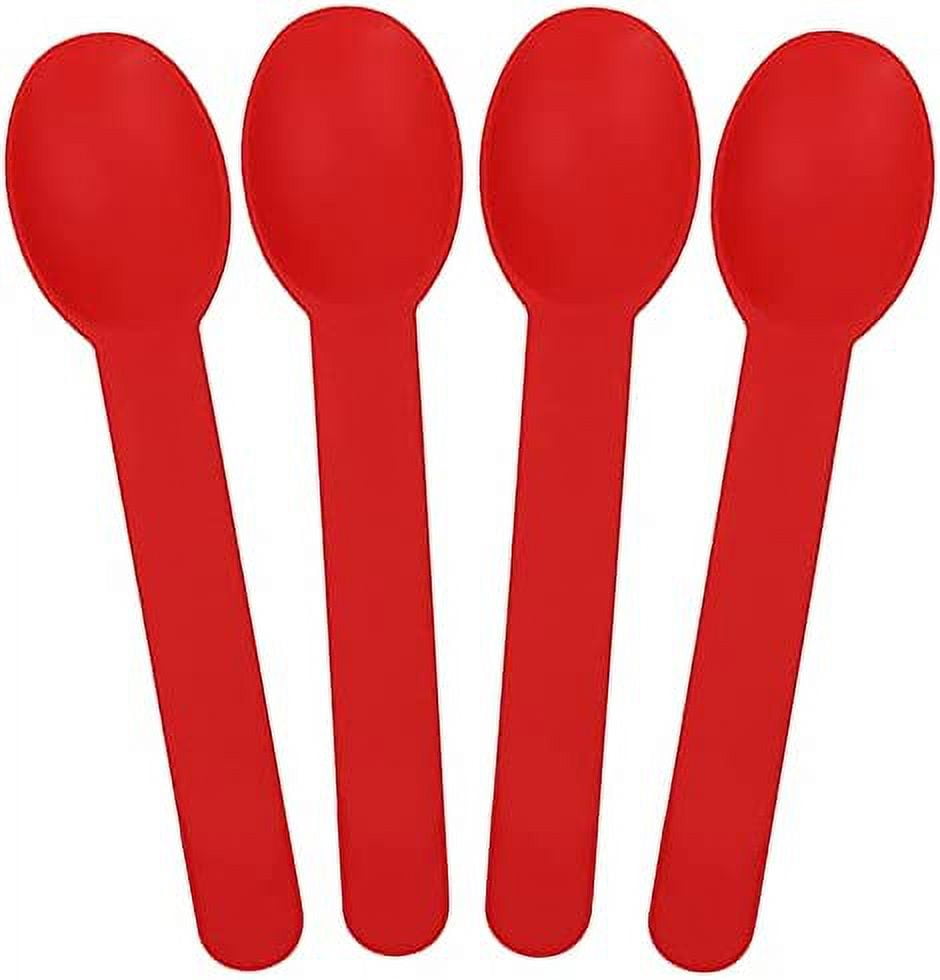 Count] Heavy Duty Plastic Spoons Bulk, Disposable, Dishwasher Safe