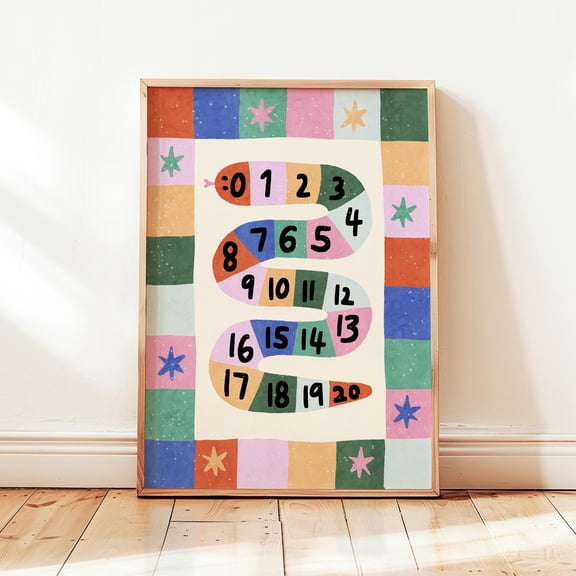 Count To 20 Numbers Printable, Colorful Playroom Poster, Toddler Classroom Wall Decor , Poster Print Only