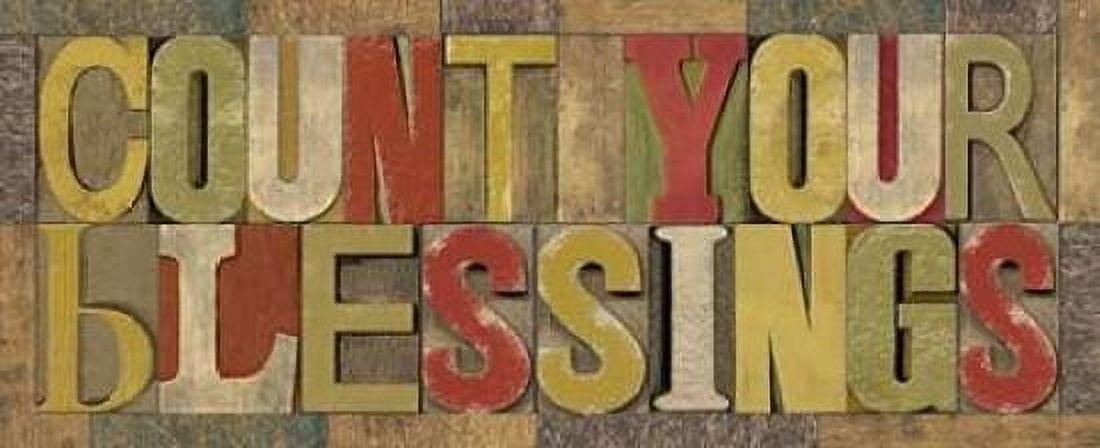 Count Your Blessings Printer Block Panel Canvas Art - Tara Reed (24 x 48)