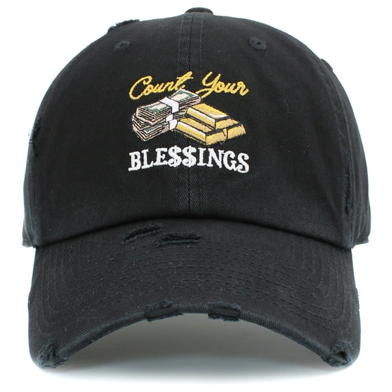 Count Your Blessings Vintage Distressed Dad Hat Cotton Adjustable Baseball Cap