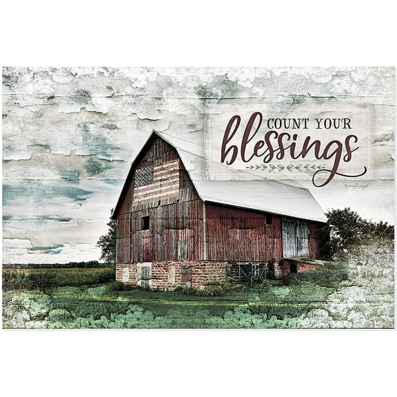 Count Your Blessings Wood Style Wall Sign 12x18