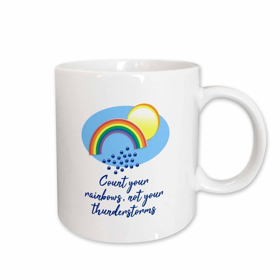 3drose, Count Your Rainbows, Not Your Thunderstorms. Rainbow, Rain, Sun, 15oz Mug