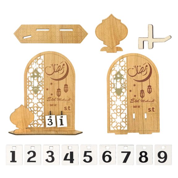 Countdown Calendar Desktop Ornament Decorative Keepsake For Holy Month Celebration And Festive Home Creative Fun Easter & Ramadan Home Desktop Ornament Decor A One Size