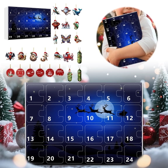 Festive Holiday Countdown Calendar Set with Hanging Santa Surprise Advent for Seasonal Celebration