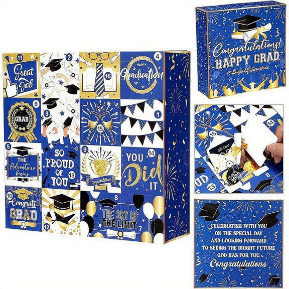 Countdown Graduation 16 Day Gift Box, DIY Graduation Advent Box 2026, Refillable Empty for High SchoolGraduation, GraduationCountdown Calender for Graduates Her Him High School College
