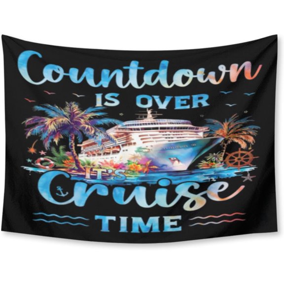 Countdown Is Over It's Cruise Time 2026 Polyester Decorative Tapestry for Living Room Bedroom Dorm,Vivid Colors and Soft Fabric 30x40 Inch
