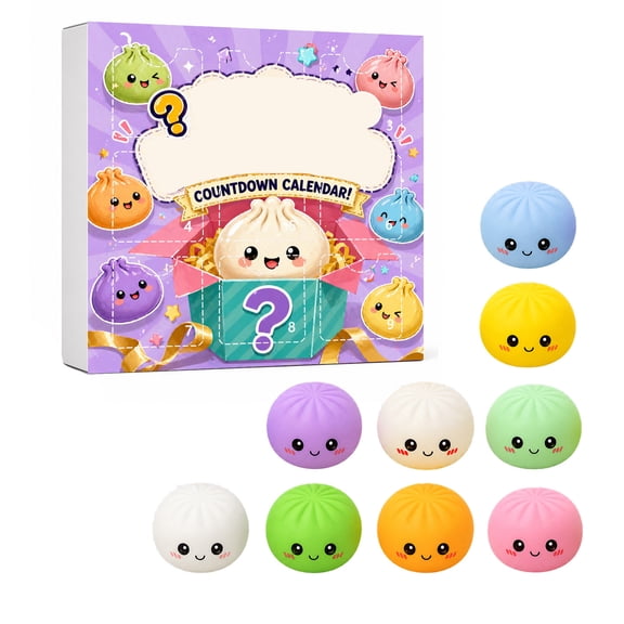 Countdown Nine Dumpling Squishy, Mystery Dumpling Squeeze Countdown Blind Box, Portable Anxiety Relief Squeeze Toy for Kids