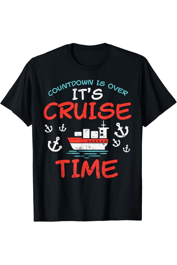 Countdown Over Cruise Time Ship Vacation Trip Cruising Gift T-ShirtMen and women, Black T-shirt, size: Extra large