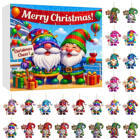 Countdown Sets 2 2025 Cute Cartoon 2D Pendant Advent Calendar with Flat Printed Design for Indoor Outdoor Use and Safe 32cm/126in Countdown