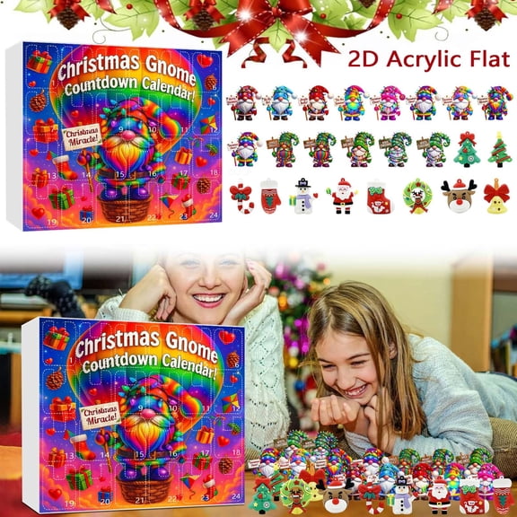 Countdown Sets 2025 Ornament Advent Calendar Featuring 12 -Sided Flat with Realistic Artwork and Festive Greetings