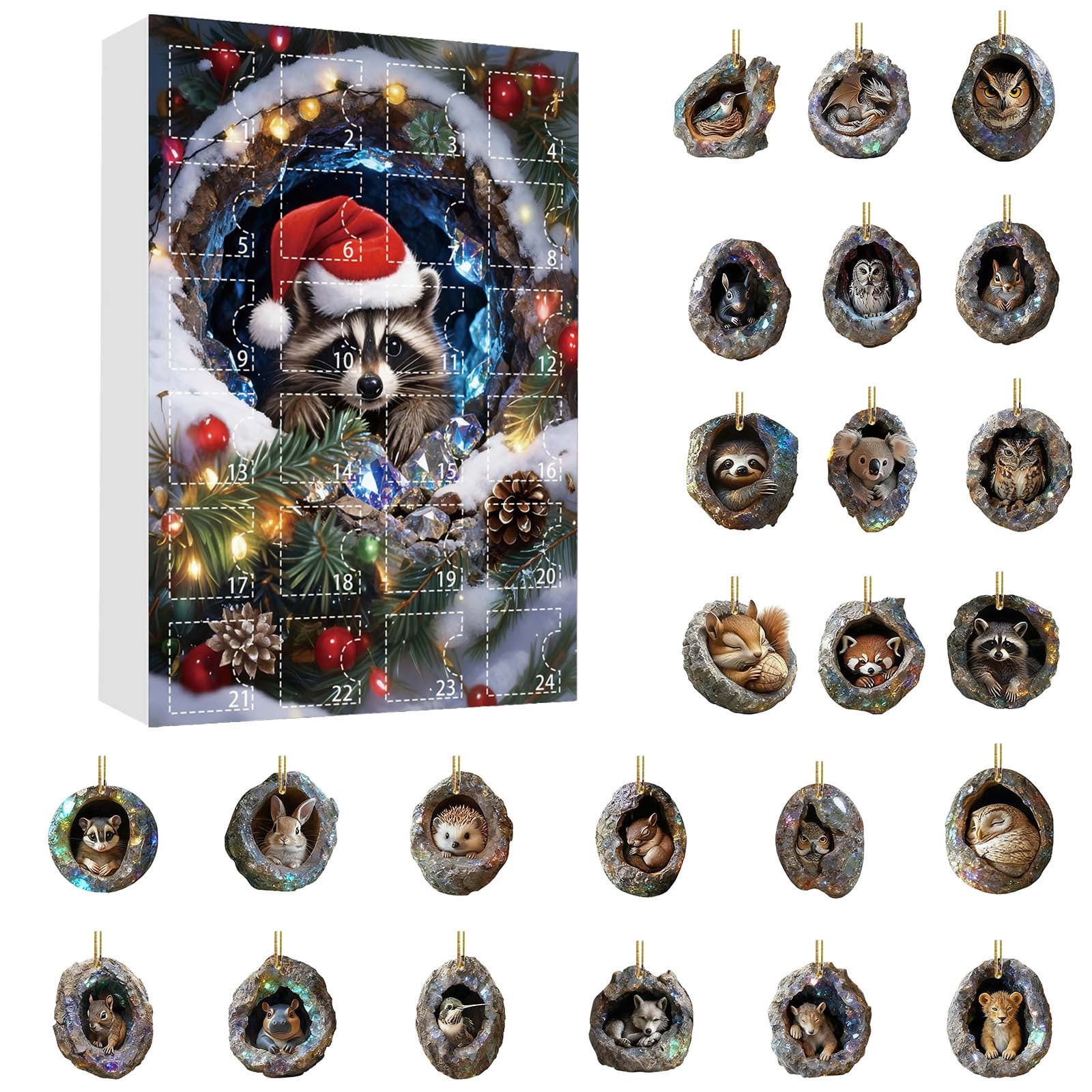 Countdown Sets 24 Day Animal Countdown Calendar with Themed Ornaments ...