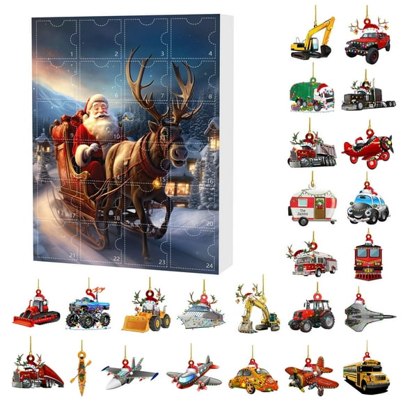 Countdown Sets 24 Day Countdown Craft Kit for Advent Season with Transportation Theme by Planes Trains Cars and More 2025 Holiday Countdown