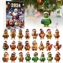 Countdown Sets 2D Christmas Chicken Home Ornaments Holiday Advent Calendar Tree Decorations Set 24pcs for Festive Celebrations