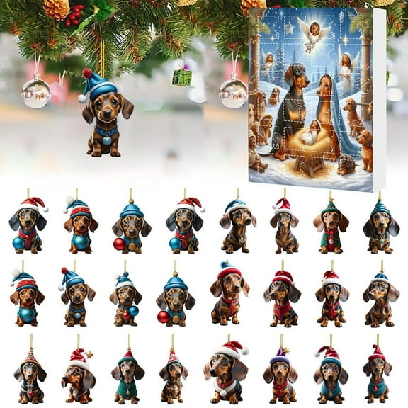 Countdown Sets 2D Christmas Home Decorative Ornaments 2024 Holiday Advent Calendar Tree Decorations 24pcs Festive Seasonal for Christmas Celebrations