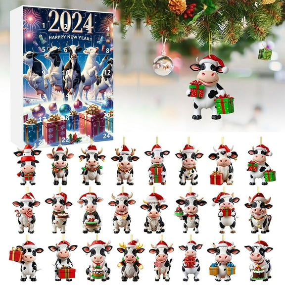 Countdown Sets 2D Christmas Home Ornaments Holiday Advent Calendar Tree Decorations Festive Seasonal for 2024 Christmas Celebration