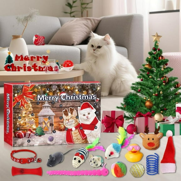 Countdown Sets Advent Calendar for Cats 2025 - 24 Days Interactive Xmas Countdown with Teaser Wand for Cat Lovers