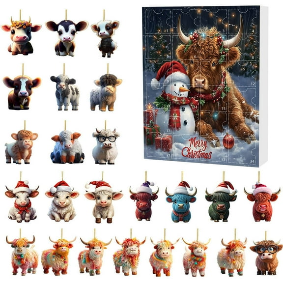 Countdown Sets Christmas Home 2024 2025 Holiday Advent Calendar Collectible Funny Cow Commemorative Home Decoration for Festive Season