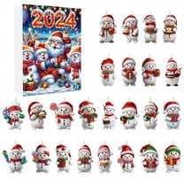 Christmas Holiday Advent Calendar 2024 Countdown Set with 2D Snowman Decorations Festive Tree Ornaments for Home
