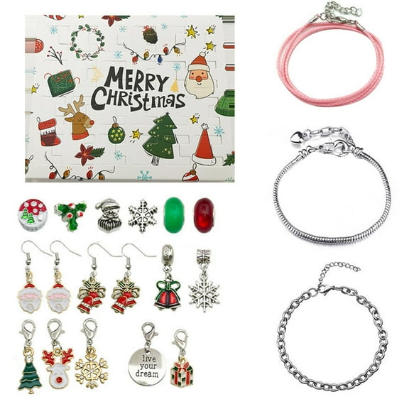 Countdown Sets Christmas Is Coming 24 Calendar Countdown Bracelet DIY Beaded Bracelet Set for Holiday and Festivities