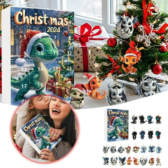 Countdown Sets 2024 Holiday Advent Calendar Featuring Cute Dinosaur Theme for Memorable Christmas Celebrations