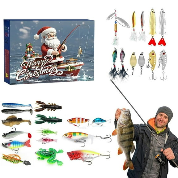 Fishing Advent Calendar Set Christmas Countdown for Fishing Lovers Holiday Surprise Blind Activity