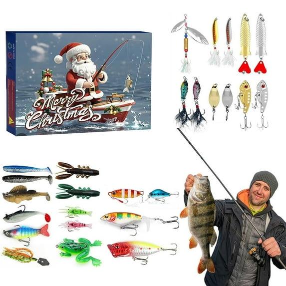 Fishing Advent Calendar Set Christmas Countdown for Fishing Lovers Holiday Surprise Blind Activity