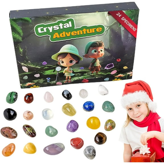 Countdown Sets Gemstone Advent Natural Rock Calendar for 24 Days – Holiday for Geology Enthusiasts and Nature Lovers
