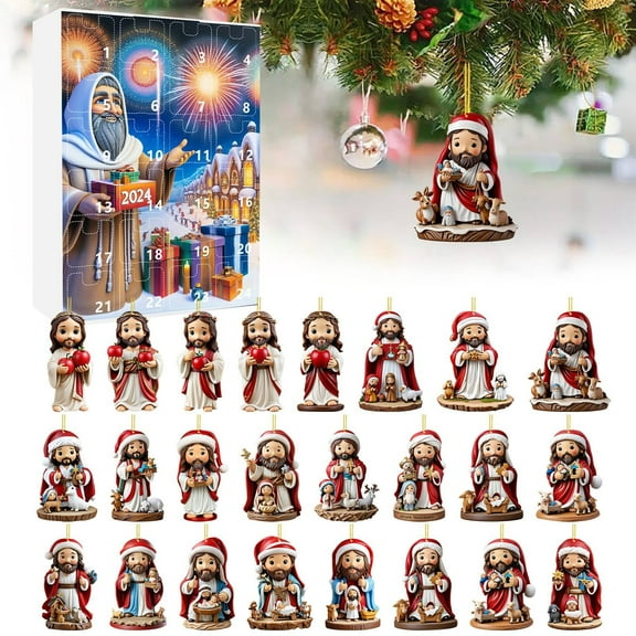 Countdown Sets Holiday Christmas Advent Calendar Cute 2D Decoration Set for Christmas Home Flat Style