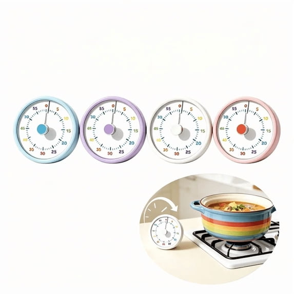 Countdown Timer 60-Minute Countdown Clock Rainbow Design,Silent Color Disk Kitchen Timer,Battery Operated Time Management Tool for Office Classroom Desk and Home Blue