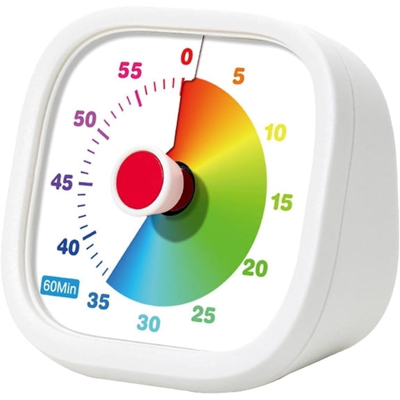Countdown Timer, 60 Minute Visual Clock, Silent Non Ticking Loud Alarm, Clear Visual Timer for Home